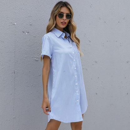 Blau/weiß gestreiftes Blusenkleid